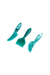 Juego de Cuchillos para Queso de Resina Hechos a Mano, 3 Piezas, Diseño de Mármol Aqua Swirl, Ecológicos, FAIZA CRAFT FC-9286, Aptos para Lavavajillas y Microondas - Product Image 2