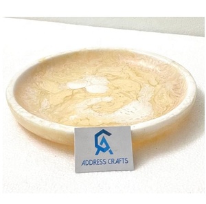 Nouveauté 2026 Assiette de service décorative en résine à motif marbré tourbillonnant pour aliments blancs, assiettes à salade, utilisation pour la maison, les hôtels, les restaurants - Product Image 1