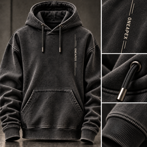 Sudadera con Capucha Negra Texturizada Personalizada para Hombre, Sudadera con Logo Vertical en el Pecho, Estilo Urbano - Product Image 6