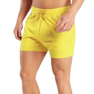 Shorts de course décontractés classiques couleur unie taille élastique jaune XL 100% polyester confortables pour l'entraînement athlétique - Product Image 1