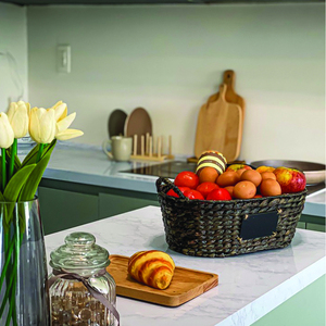 Cesta de fruta decorativa vacía de mimbre de paja de fruta de almacenamiento tejido pequeño redondo natural - Product Image 4