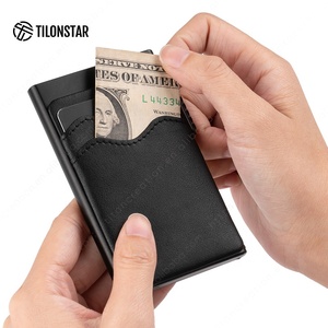 กระเป๋าสตางค์หนังแท้ทรงบางสำหรับผู้ชาย TILONSTAR TVC307  วัสดุคาร์บอนไฟเบอร์และอะลูมิเนียม พร้อมช่องใส่บัตรแบบป๊อปอัพ ป้องกันการโจรกรรมข้อมูล RFID - Product Image 5