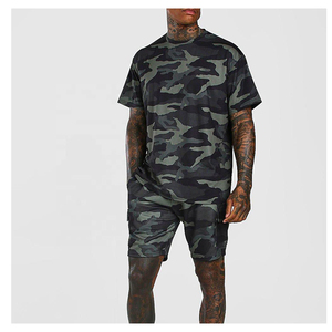 Ensemble T-shirt à manches longues et short pour homme, col rond, taille élastique, coupe régulière, tenue décontractée d'été, streetwear, survêtement - Product Image 1