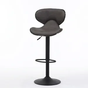 Modern Leather <b>Bar</b> <b>Stool</b> <b>Adjustable</b> Swivel Counter Chair with Chrome Base for Kitchen Cafe Home Restaurant - Product Image 6