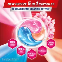 Breeze 5 in 1 Aroma Bunga Sakura Kesegaran Floral Daya Bersihkan Mendalam 420g Bentuk Kapsul Deterjen Pakaian Buatan Malaysia