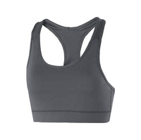 Soutien-gorge de sport sans couture extensible gris et blanc pour femme avec soutien dorsal – Idéal pour l'entraînement