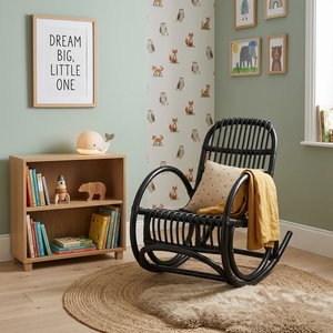 Silla Mecedora Infantil de Ratán Negro, Diseño Divertido, Muebles para Guardería, Asiento Infantil en Miniatura, Cuna Tipo Caja - Product Image 2