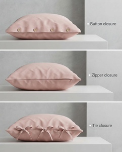 Funda de Almohada Cuadrada de Lino Rosa Sólido Minimalista - Product Image 4