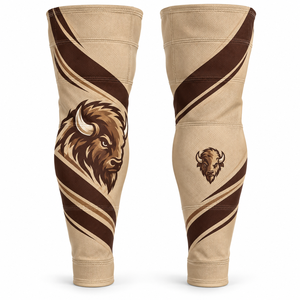 Chaussettes de hockey sur glace pour femmes 100 % polyester, motif personnalisé, OEM, motifs artistiques personnalisés, protège-tibias, design à pied ouvert, bordures élastiques - Product Image 2