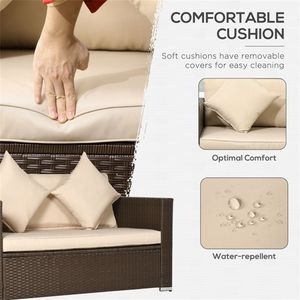 Set di Mobili da Giardino in Teak e Acciaio Resistenti alle Intemperie, Divani da Giardino con Cuscini Impermeabili per Uso Esterno - Product Image 5