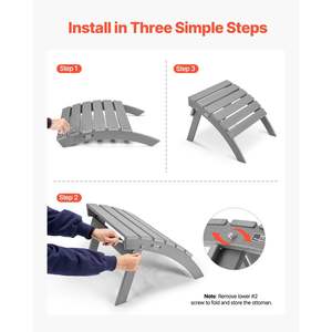 Adirondack gris HDPE plegable Patio reposapiés otomano 21.5L X 18,9 W X 14,8 H pulgadas Patio muebles - Product Image 4