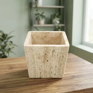 Marble Round <b>Vase</b> Tabletop Indoor Minimalist Home Decor Living Room Durable All Seasons - Product Image 2