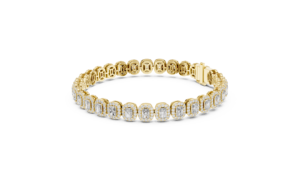 18K <b>Solid</b> Gold Halo Radiant Cut Tennis <b>Bracelet</b> Lab Grown Diamond 7.00 CTW DEF VVS VS Unisex <b>Bracelet</b> Custom Fine Jewelry Gifts - Product Image 3
