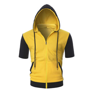 Sudadera con Capucha de Manga Corta para Hombre con Cierre Frontal para Verano, Camisa Informal con Capucha y Bolsillo, Sudadera Ligera para Actividades al Aire Libre - Product Image 1