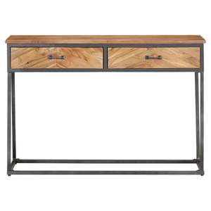 Table console en bois naturel avec accents en acier gris - Product Image 2
