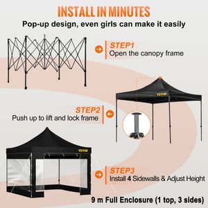 Gazebo Pieghevole 3x3 Metri con Pareti Laterali Rimovibili, Borsa con Ruote, Resistente ai Raggi UV, Impermeabile e Isolante per Esterni e Patio - Product Image 5