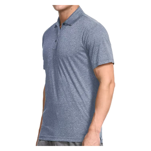 Chemise à manches courtes pour homme 100% coton anti-plis couleur unie tricotée séchage rapide style décontracté style golf bleu gris - Product Image 4