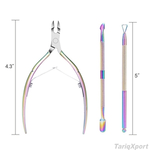 ที่ดันหนังกำพร้าและตัดเล็บสแตนเลสแบบมืออาชีพ ใช้ซ้ำได้สองแบบ หัวคู่ ด้ามจับสบายมือ - Product Image 2