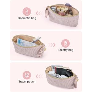 Petite trousse de maquillage élégante et spacieuse avec fermeture éclair pour rouge à lèvres, idéale pour les voyages, imperméable, pour les articles de toilette, cadeau pour femmes - Product Image 2