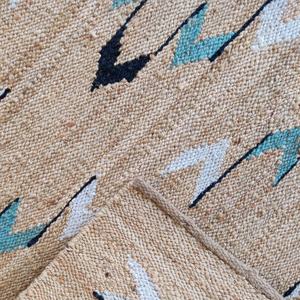 Tapis d'intérieur moderne en jute naturelle fait main avec motif abstrait |   Tapis de sol tissé à la main, antidérapant et écologique, pour salon - Product Image 2