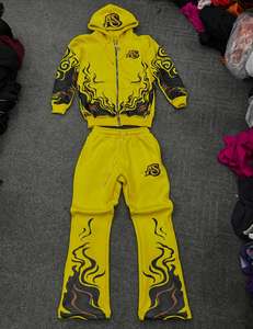 Custom Streetwear Manufacturers Fleece Cotton Casual <b>Thermal</b> Heavyweight Embroidery Logo Men's Winter Hooded <b>Tracksuit</b> Pants Set - Product Image 6