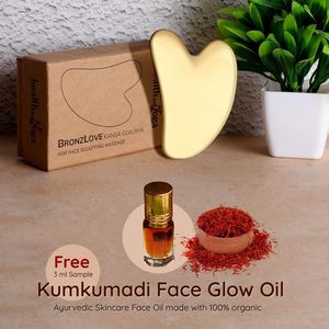 Herramienta de Masaje Facial Gua Sha de Kansa Pura HealthAndYoga BronzLove, para Esculpir el Rostro y Dar Brillo a la Piel de Forma Ayurvédica - Product Image 3