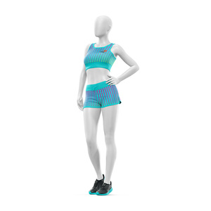 Conjunto de 2 piezas de sujetador deportivo y shorts de yoga con cuello redondo, elástico, ligero, ecológico, de cintura media, personalizado al por mayor - Product Image 5