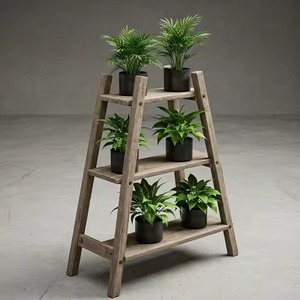 Juego de Soportes de Madera para Flores, Estantes para Plantas de 3 Niveles, Diseño Minimalista Tallado a Mano para Uso en Interiores con Plantas Verdes, Soporte de Madera - Product Image 4