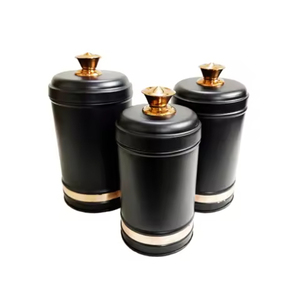 Contenants de stockage cylindriques en cuivre martelé avec couvercles métalliques hermétiques, bocaux de conservation alimentaire vintage pour la cuisine, design empilable - Product Image 5