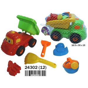 Giocattoli da spiaggia Red Truck con 6 accessori 16.5x30x19 per bambini, per giocare sulla sabbia - Product Image 1