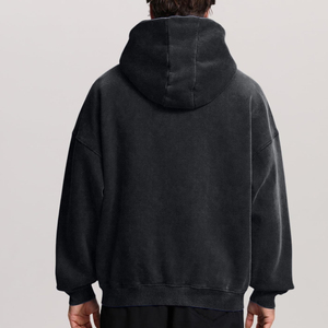 Sweat à capuche pour homme de haute qualité, entièrement zippé, en coton, effet délavé, personnalisable avec broderie, pour garçons. - Product Image 6