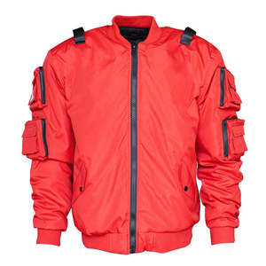 Men's Red Tactical Techwear <b>Jacket</b> Multi-Pocket Functional Streetwear Bomber Cyberpunk Hip Hop Utility Cargo Windbreaker Coat - Product Image 6