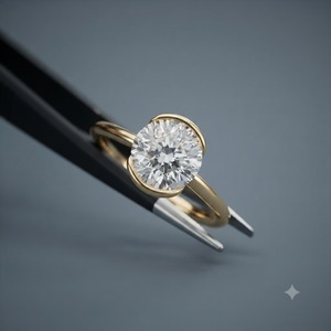 Bague de fiançailles de luxe solitaire demi-sertie brillante 2 carats en or massif 14K avec diamant de laboratoire pour anniversaire de mariage - Product Image 3