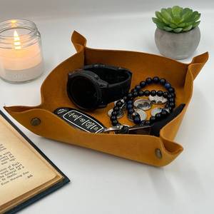 Bandeja de Cuero Genuino Hecha a Mano, Caja Organizadora de Escritorio Artesanal, Bandeja de Cuero Real Personalizada OEM GLTY-0040 - Product Image 5