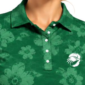 Emerald Green <b>Women</b> Short Sleeve Printed Golf <b>Polo</b> Shirt Floral Pattern Performance Sports <b>Top</b> Custom Wholesale Breathable Golf - Product Image 3