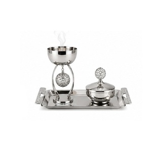 Golden Brass Incense <b>Burner</b> Set With Tray Hand Made Style Religious Use All Season - Product Image 2