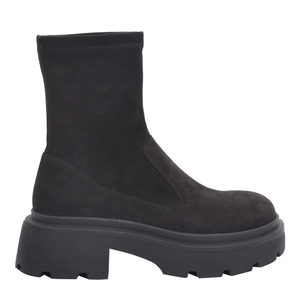 Bottines courtes Ann'S pour femmes, noires, en daim, à plateforme, semelle épaisse, confortables, coupe large, style chaussette extensible - Product Image 2