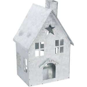 Antique <b>Silver</b> Zinc Metal Tea Light Candle Holder House Shape Lantern Home Decorative Votive Holder for Indoor Holiday Decor - Product Image 1