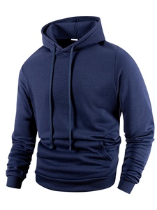 Sweat-shirt à capuche bleu marine pour homme, coupe classique, en molleton de coton, pull décontracté avec poche, vêtement d'automne 2027 - Product Image 1