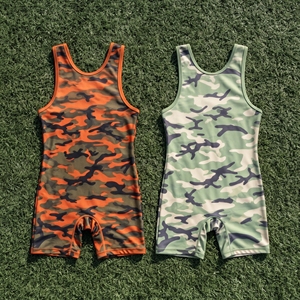 Maillots de lutte personnalisés en sublimation camouflage, tissu extensible 4 directions en spandex, maillot de lutte sans manches, USA World Tops - Product Image 2