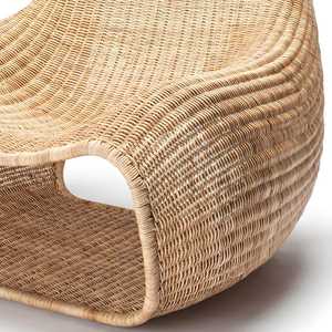 Fauteuil lounge en rotin tressé à la main de style nordique moderne, chaise de loisirs en osier naturel pour salon, balcon, hôtel - Product Image 2