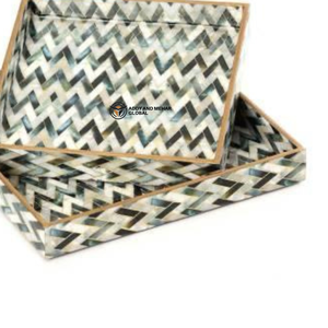 ชุดถาดเสิร์ฟตกแต่ง MDF 3 ชิ้น เคลือบเงาอย่างดี ลายพิมพ์ดอกไม้และนก ถาดไม้หรูหราสำหรับวางบนออตโตมัน - Product Image 6