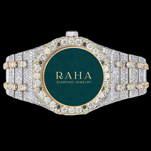 นาฬิกาเพชร RAHA ขนาด 40 มม. ตัวเรือนทองคำขาว กระจกแซฟไฟร์ ระบบอนาล็อก ควอตซ์ สำหรับผู้หญิง สายแบบหรูหราพร้อมตัวล็อค - Product Image 1