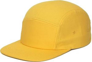 Daizha Sports Yellow 5-Panel Baseball <b>Cap</b> Unisex Solid Color Fitted Flat Brim Casual for Adults Spring <b>Summer</b> Wear 100% Cotton - Product Image 2