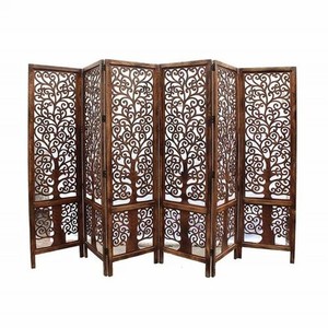 Separador de ambientes de 4 paneles de madera de Sheesham hecho a mano con vidrio ornamentado - Venta al por mayor - Product Image 2