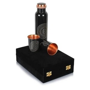 Polished Copper Bottle and <b>Glasses</b> Set Elegant Drinking Set for Office Travel Dining and Gifting Use - Product Image 2