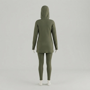 Conjunto de Sudadera con Capucha y Pantalones Largos para Mujer, Color Gris, Corte Regular, Otoño, Poliéster/Algodón, Ecológico, Transpirable, Modesto - Product Image 2