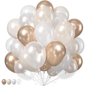 ลูกโป่งมุกสีขาวทองเปลือย ขนาด 12 นิ้ว 50 ชิ้น สีเมทัลลิกสำหรับแชมเปญ ลูกโป่งสีทรายใสสำหรับงานแต่งงานของเด็กผู้หญิง ลูกโป่งงานแต่งงาน - Product Image 1