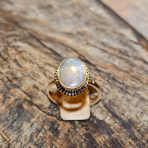 แหวนเงินประดับ925พลอยมูนสโตนธรรมชาติสำหรับงานแต่งงานแหวนเงินเทคโนโลยีคลาสสิก - Product Image 1