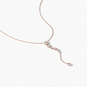 Collar Lariat con Diamantes Cultivados en Laboratorio, Oro Sólido de 14K/18K, Engaste de Bisel, Collar en Y con Piedras Graduadas Redondas y en Forma de Pera, Joyería Nupcial - Product Image 3